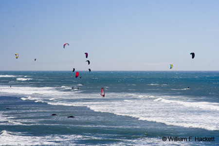 Kiteboarding and windsurfing at Waddell Beach